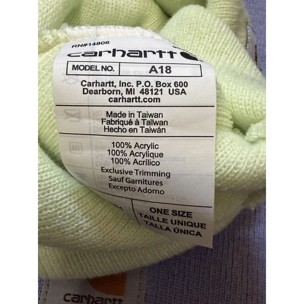 Carhartt A18 Acrylic Cuffed Beanie Hat Lot of 5 Pastel One Size Pink Green